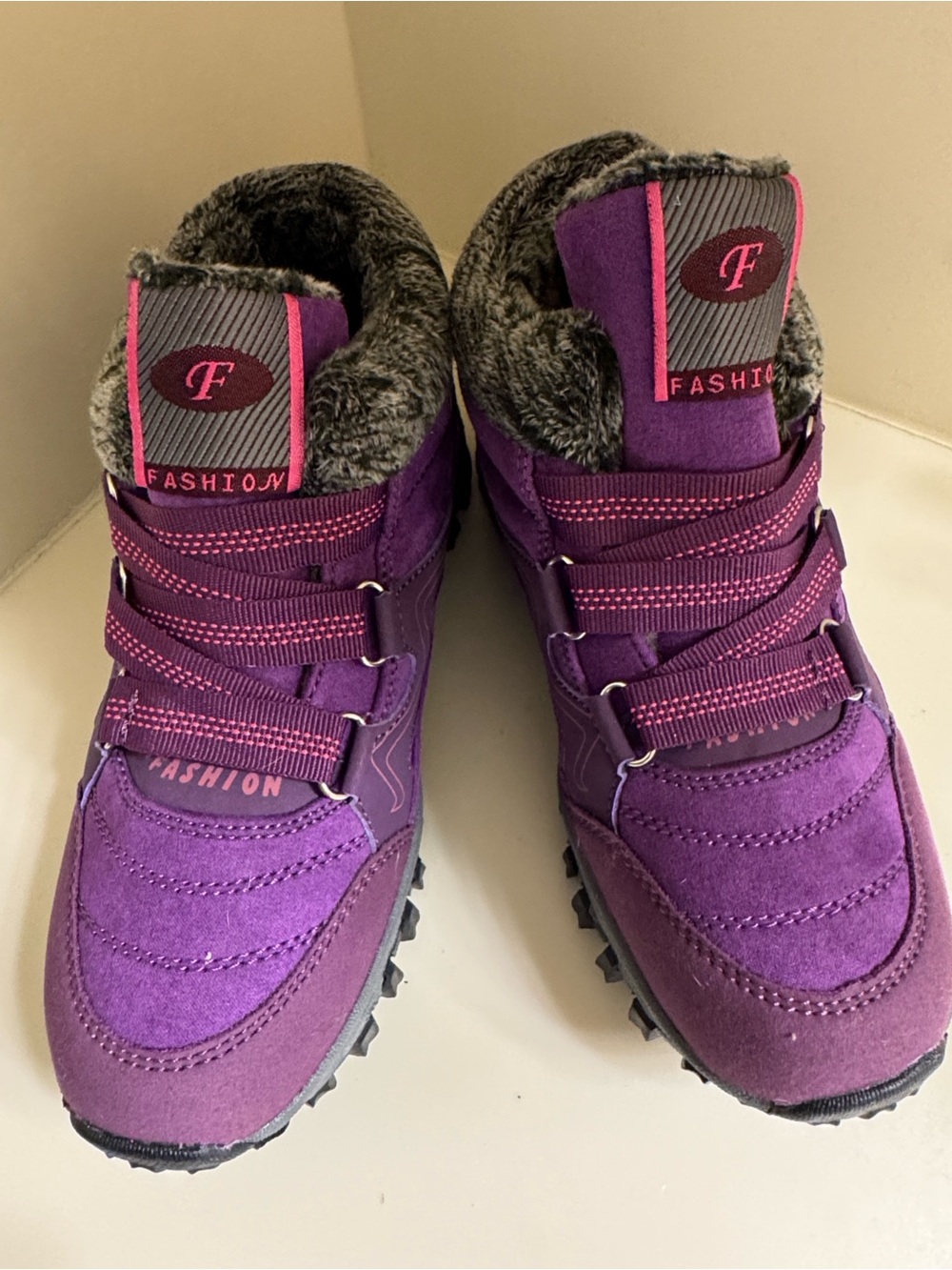 Fashion Brand Company Women's Purple Faux-Fur Ankle Booties